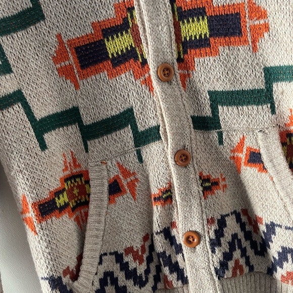 Koto | Printed Knit Button Down Collared Wool Blend Sweater Aztec Western - Picture 3 of 6